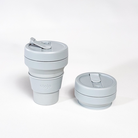 (2) STOJO Reusable 12oz Silicone Collapsible To-Go Cups – Cashmere Gray ☕🧃🌱 - Picture 1 of 7